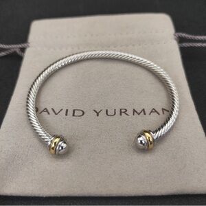 David Yurman Sterling Cable Cuff Bracelet with Gold Accents